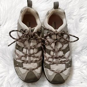 Women Merrell Gray Outdoor Hiking Tennis Shoes Size 8.5
